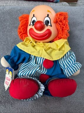 VTG 1982 R. Dakin Cheery-Teary 2 Face Clown Plush Doll with Tags